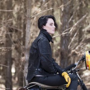 Elegant Black Leather Biker Jacket for Women